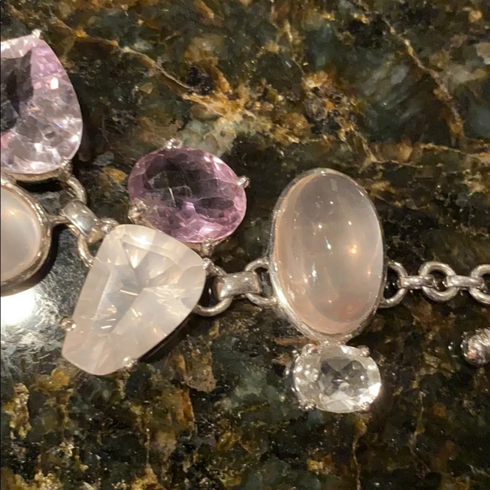 ⭐️ Amethyst, Moonstone, Druzy Bracelet Sterling Silve